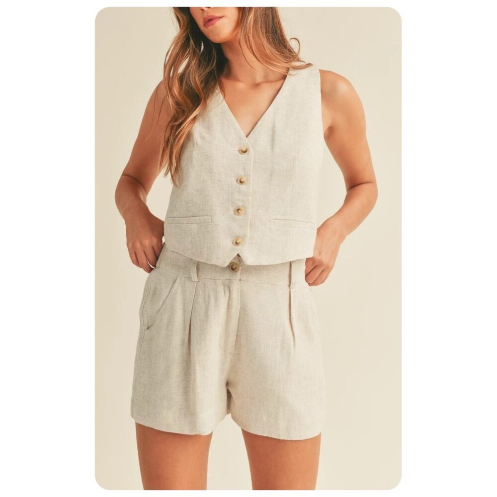 NEW Mable Linen Blend SHORTS sz L - Picture 3 of 6